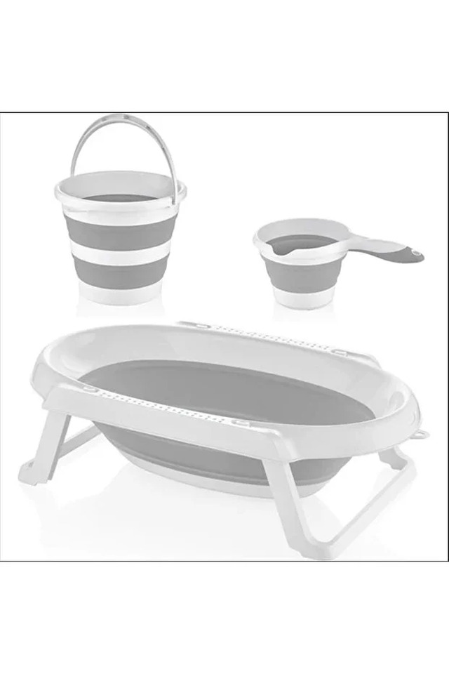 Banyo Kuvet Setı 3Lü Katlsanır Grı